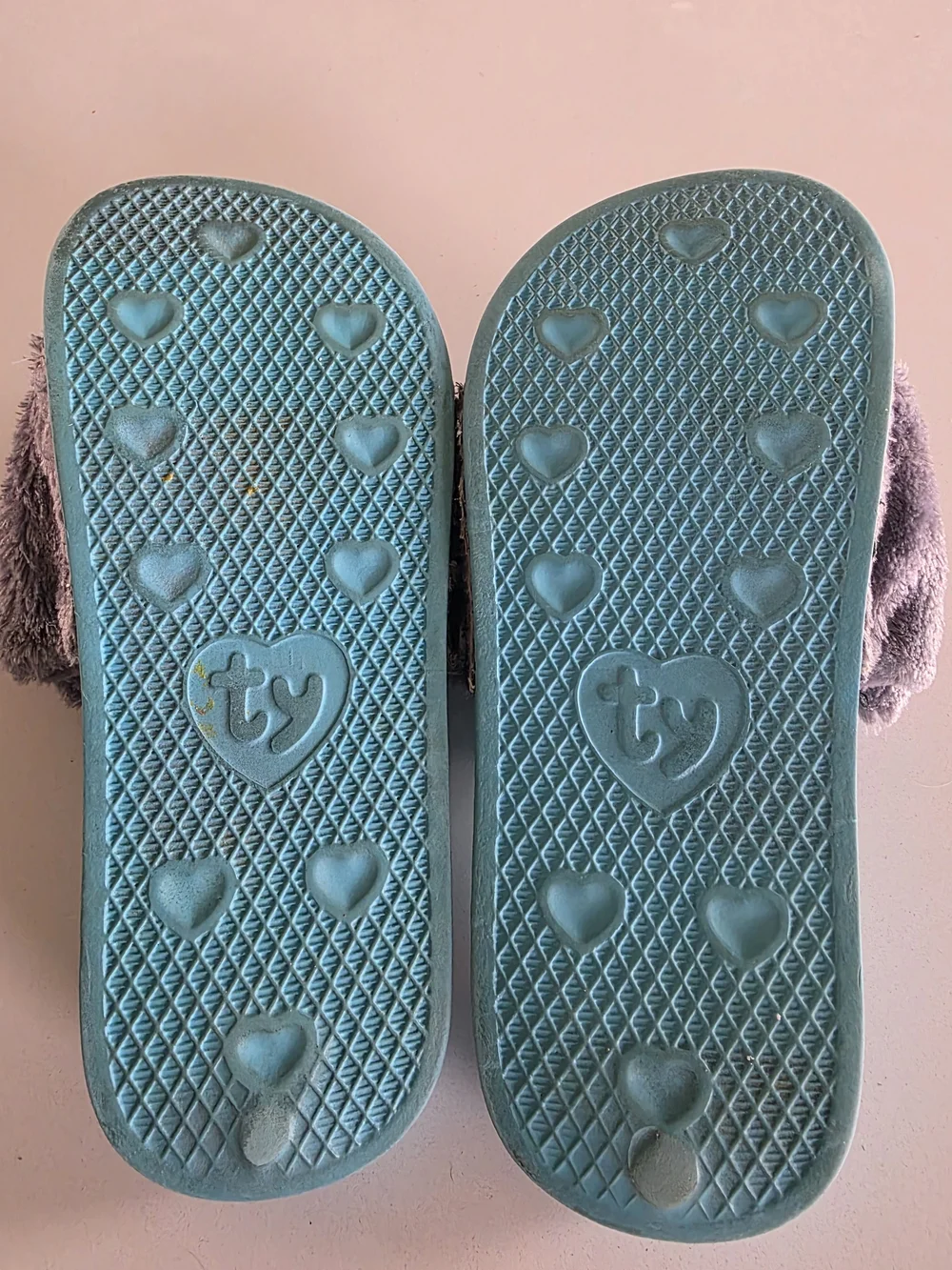 Ty Kids Plush Husky Slide Sandals - Turquoise and Gray